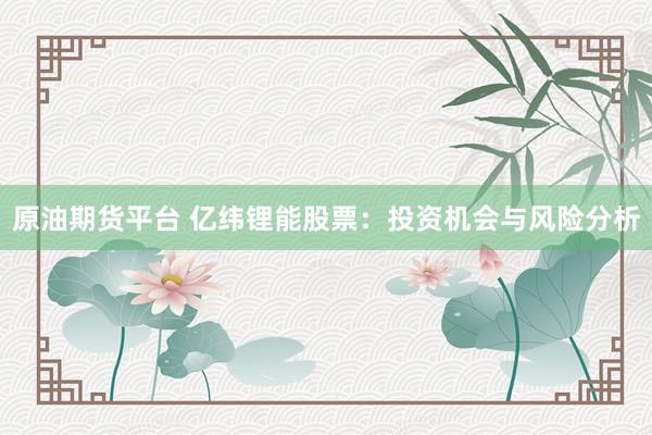 原油期货平台 亿纬锂能股票：投资机会与风险分析